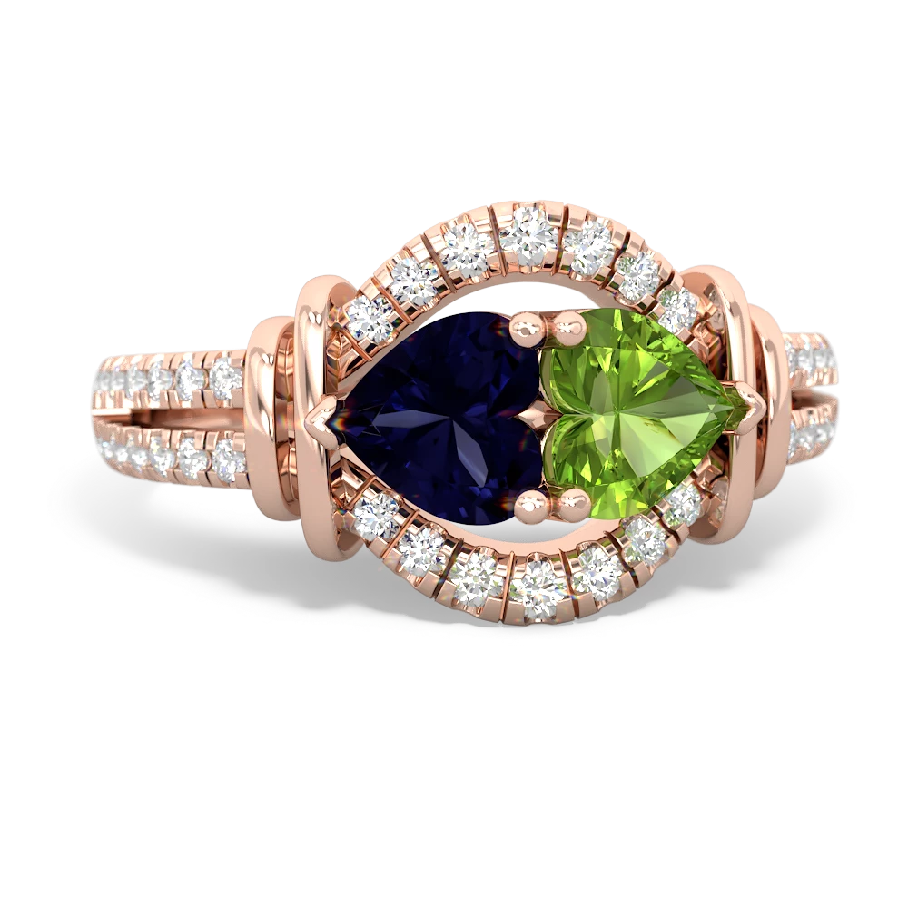 Sapphire Art-Deco Keepsake 14K Rose Gold ring R5630