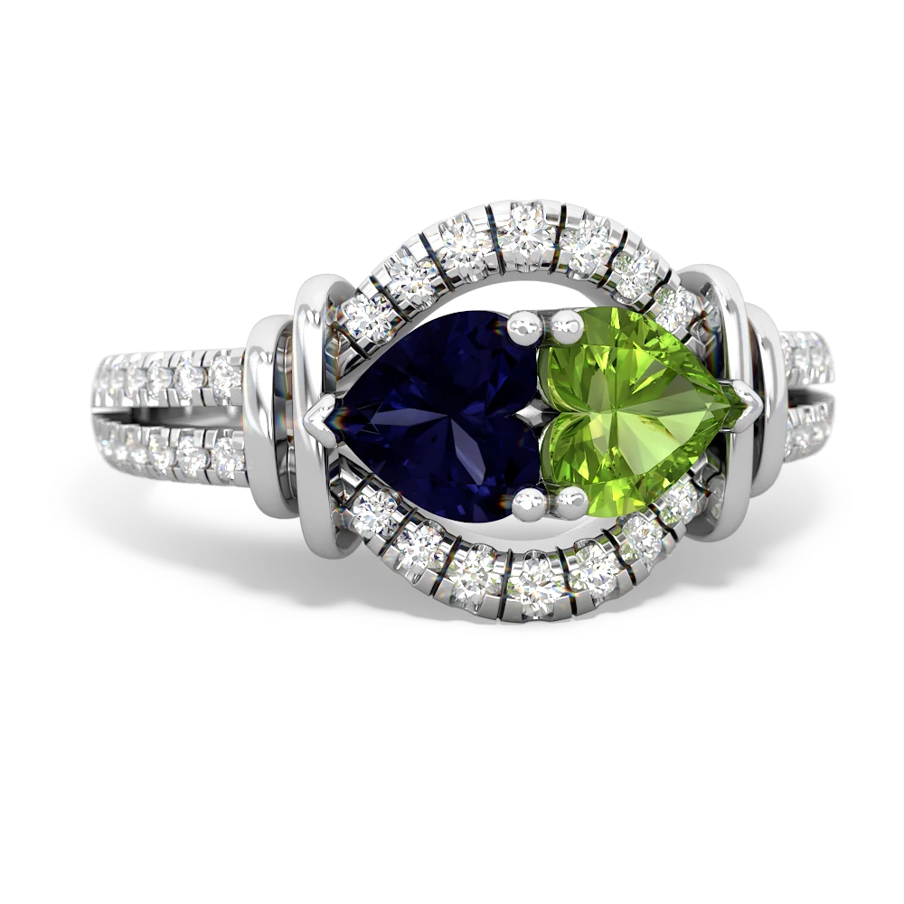 Sapphire Art-Deco Keepsake 14K White Gold ring R5630