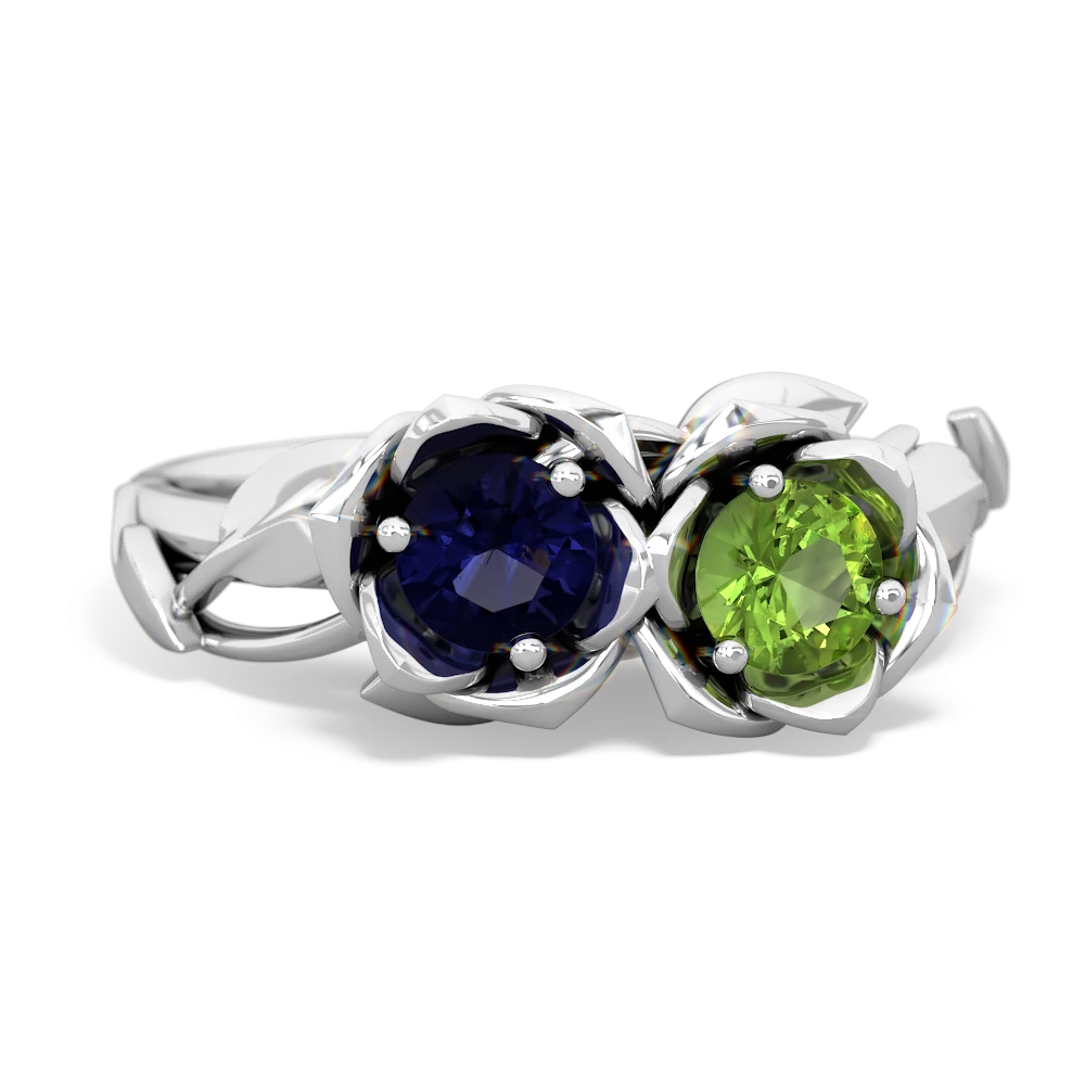 Sapphire Rose Garden 14K White Gold ring R5510