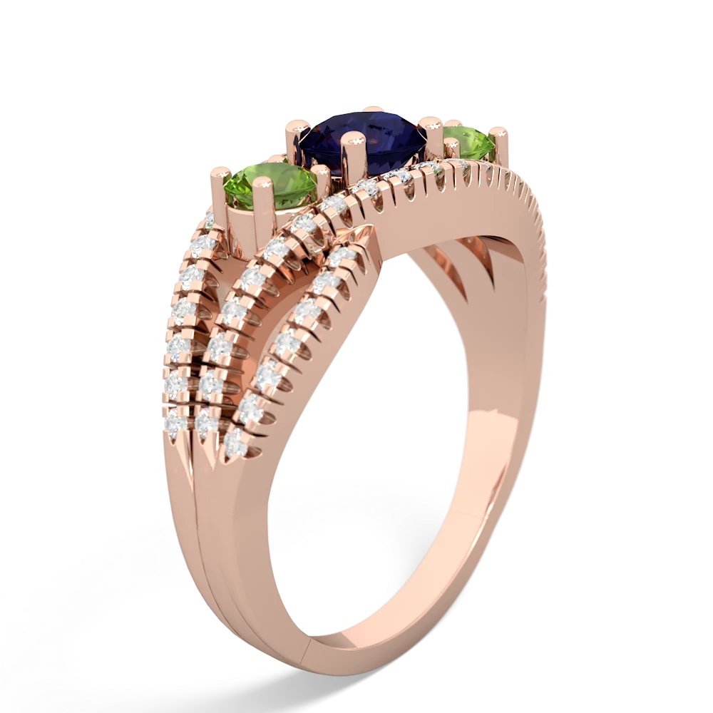 Sapphire Three Stone Aurora 14K Rose Gold ring R3080