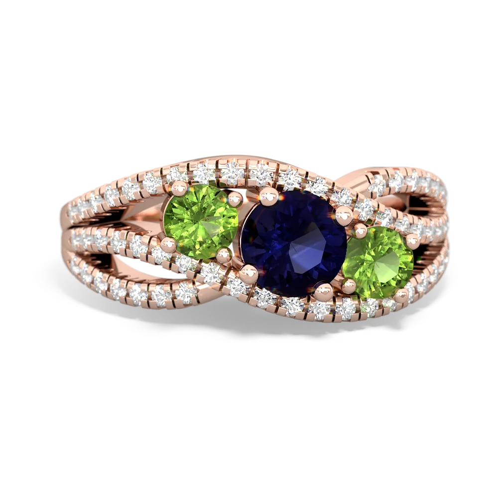 Sapphire Three Stone Aurora 14K Rose Gold ring R3080