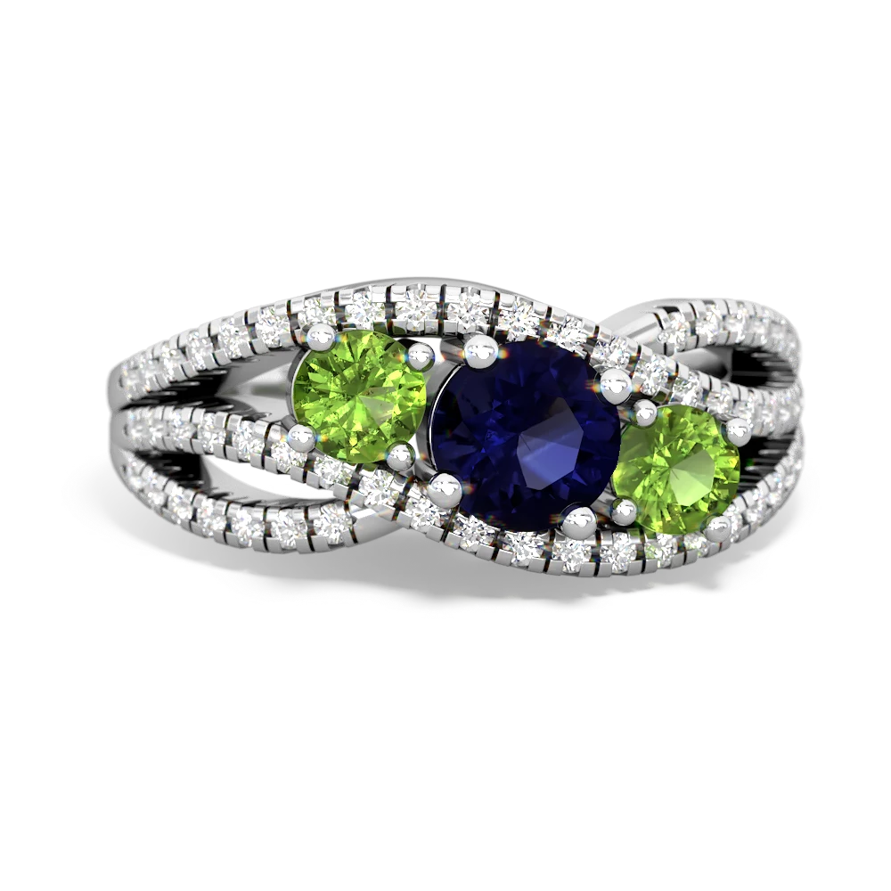 Sapphire Three Stone Aurora 14K White Gold ring R3080