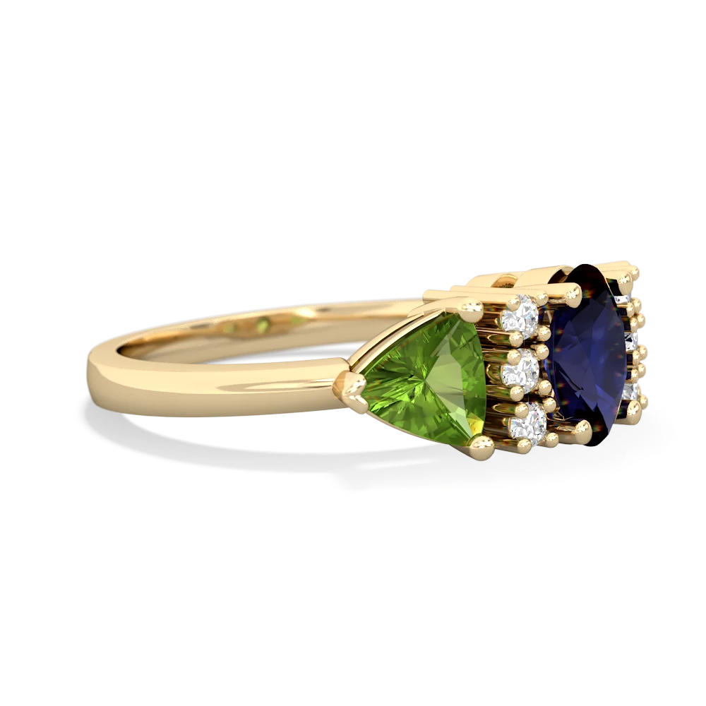 Sapphire Antique Style Three Stone 14K Yellow Gold ring R2186