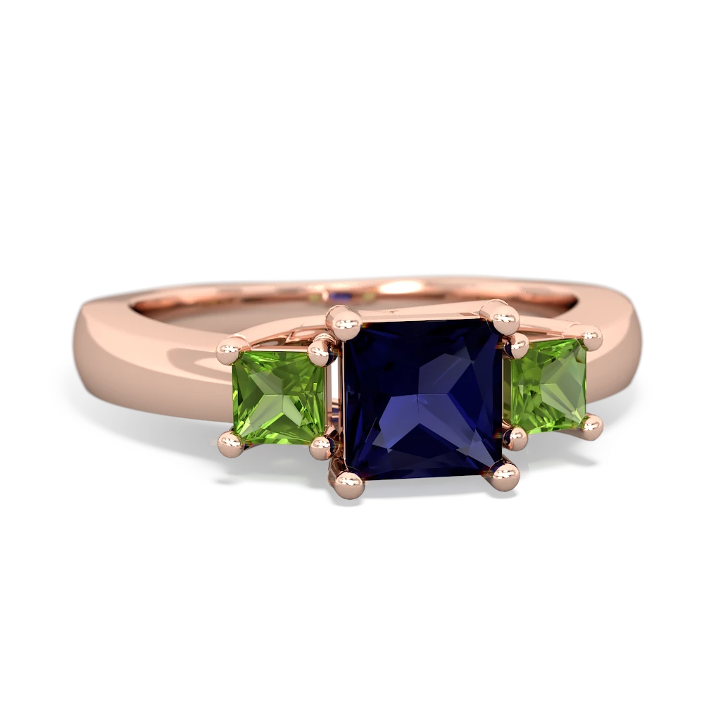 Sapphire Three Stone Trellis 14K Rose Gold ring R4015