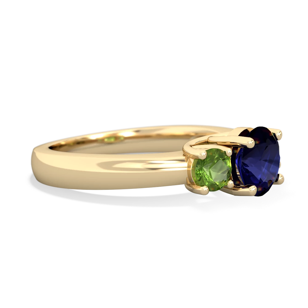 Sapphire Three Stone Round Trellis 14K Yellow Gold ring R4018