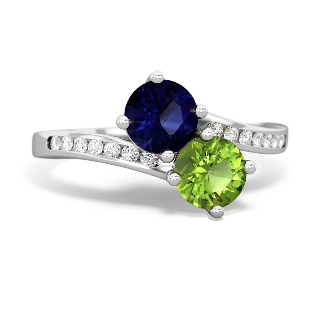 Sapphire Channel Set Two Stone 14K White Gold ring R5303