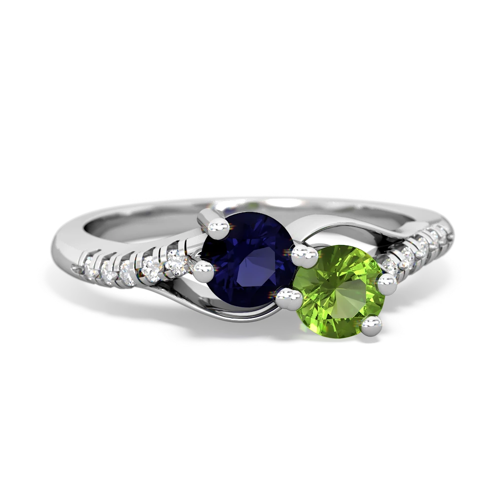 Sapphire Infinity Pave Two Stone 14K White Gold ring R5285