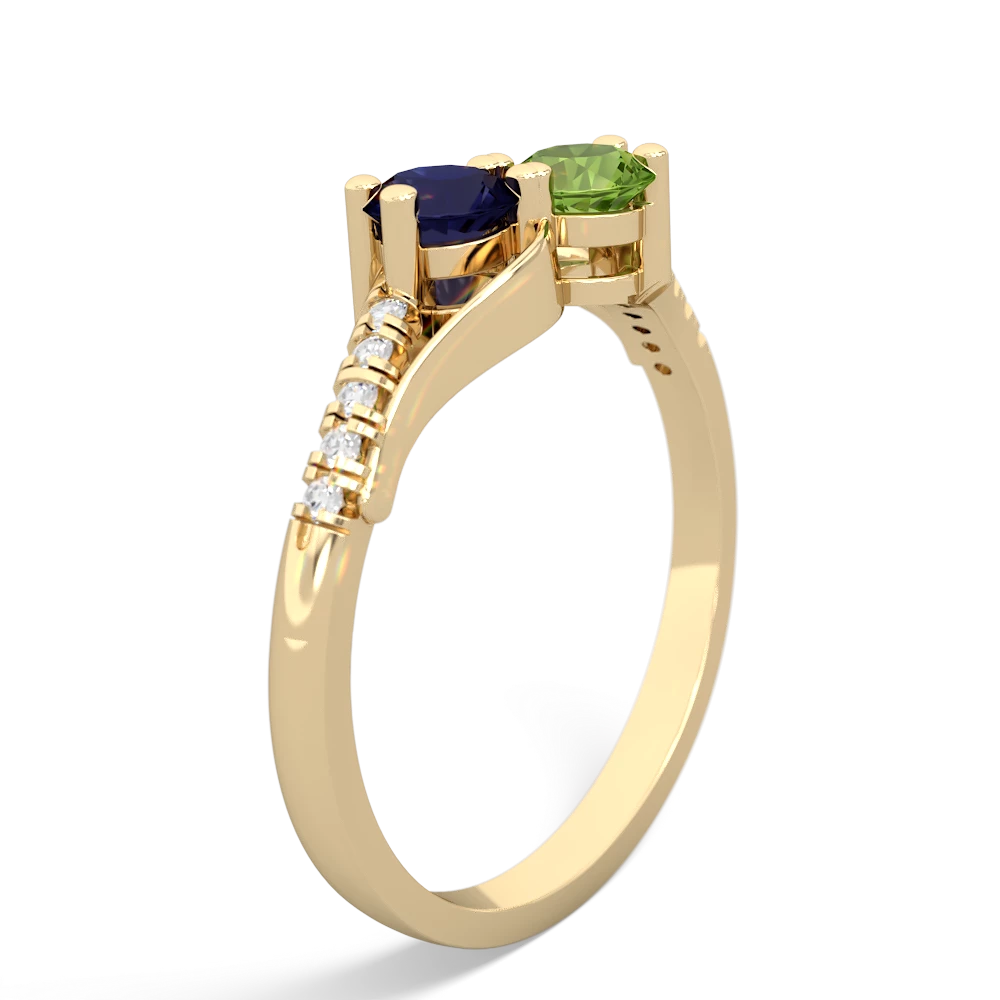 Sapphire Infinity Pave Two Stone 14K Yellow Gold ring R5285