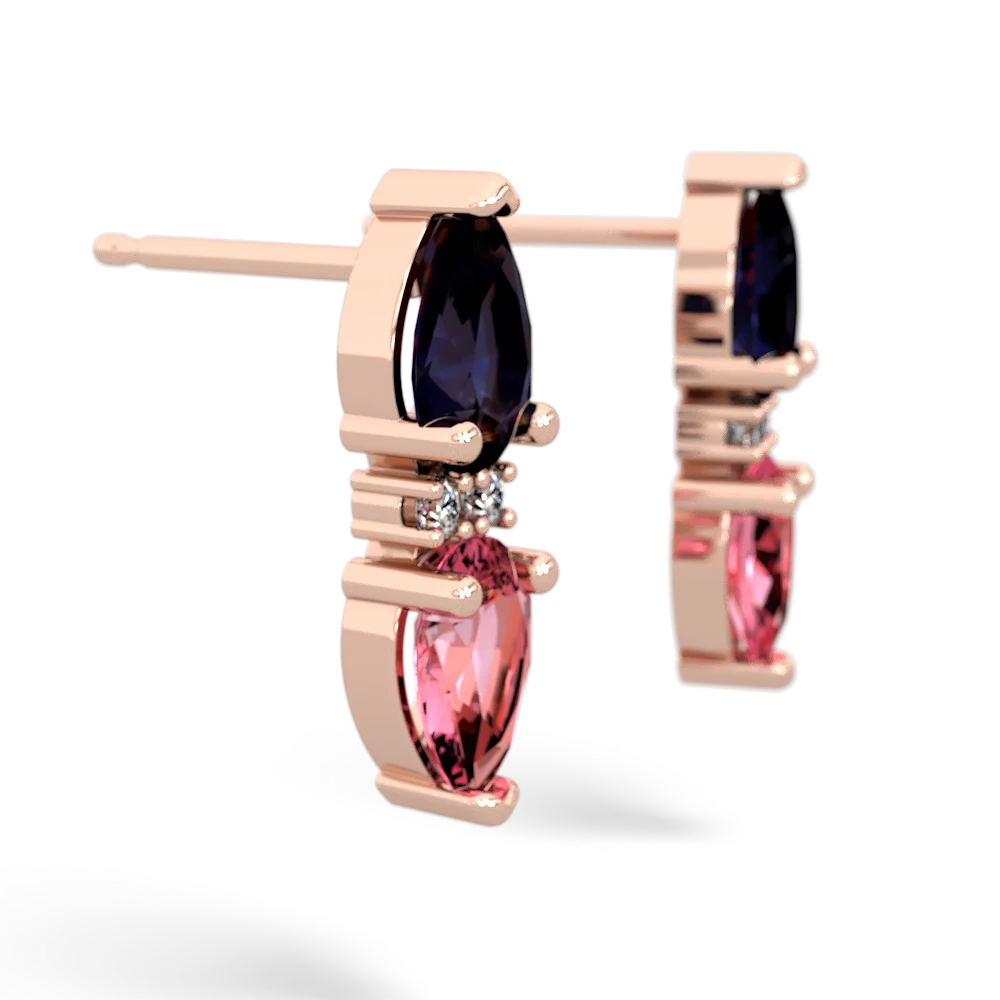 Sapphire Bowtie Drop 14K Rose Gold earrings E0865