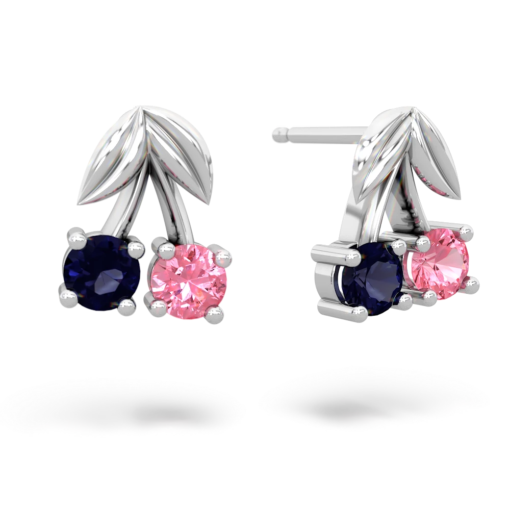 Sapphire Sweet Cherries 14K White Gold earrings E7001