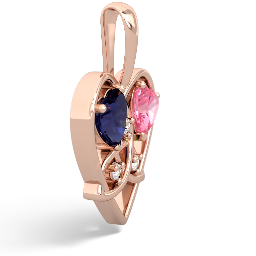 Sapphire Celtic Trinity Heart 14K Rose Gold pendant P5331