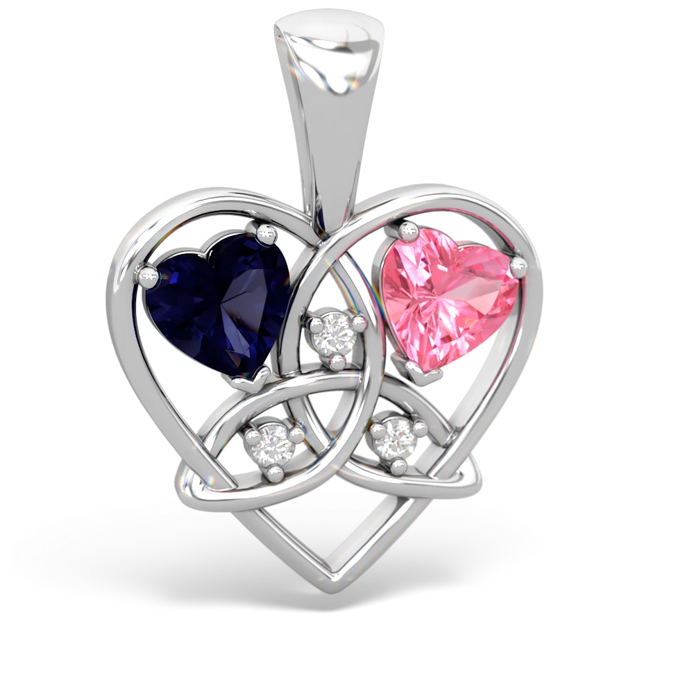 Sapphire Celtic Trinity Heart 14K White Gold pendant P5331