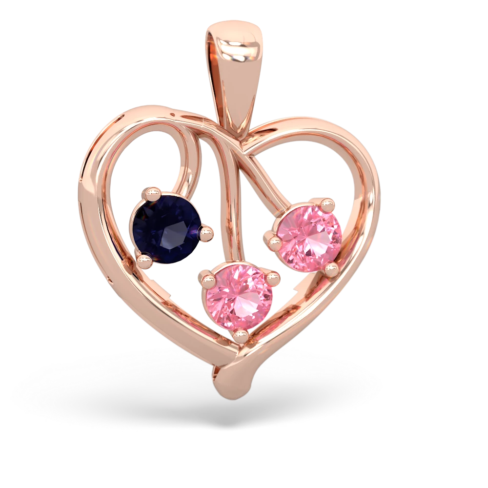 Sapphire Glowing Heart 14K Rose Gold pendant P2233