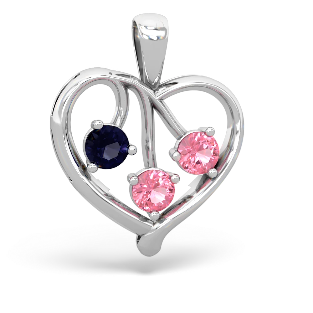 Sapphire Glowing Heart 14K White Gold pendant P2233