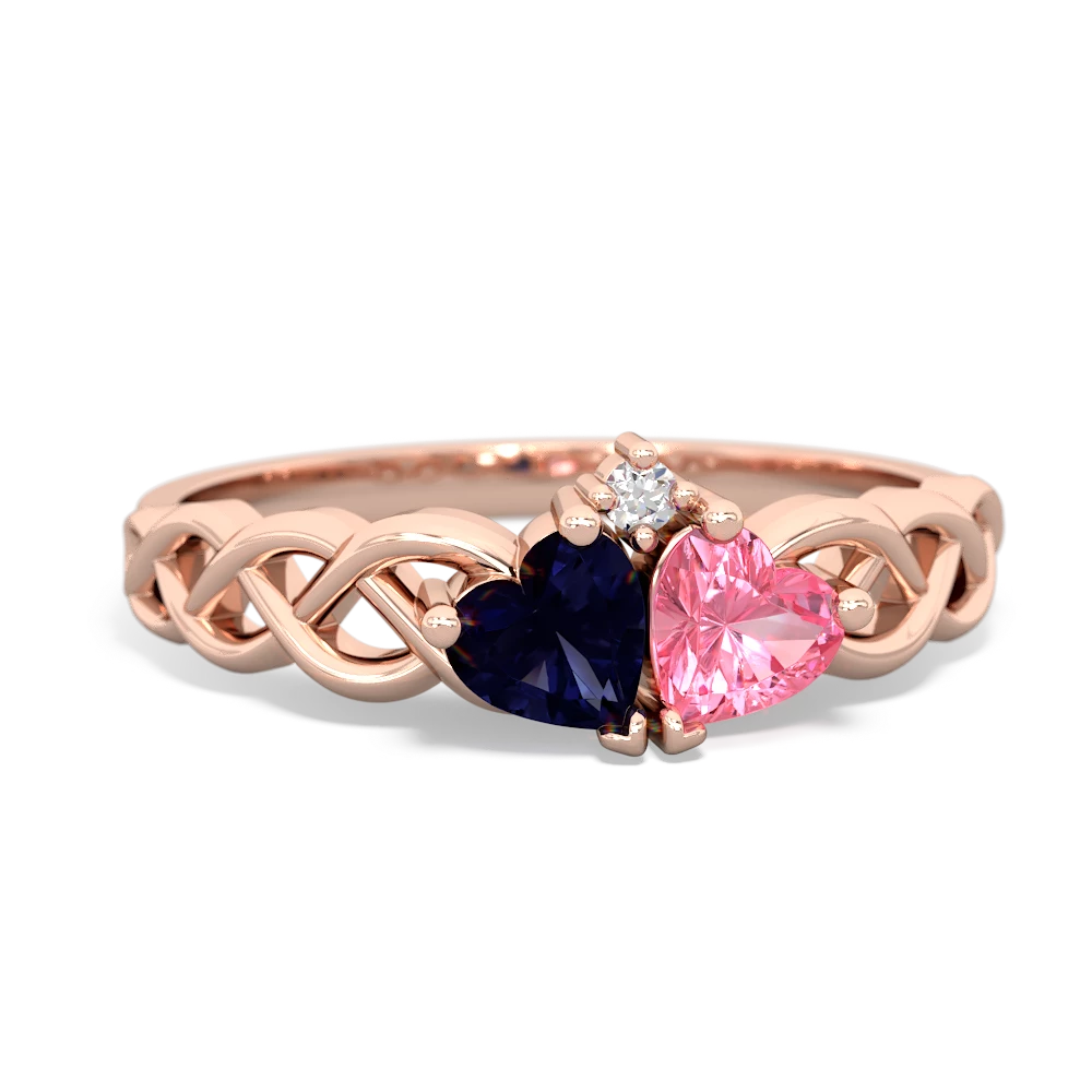 Sapphire Heart To Heart Braid 14K Rose Gold ring R5870