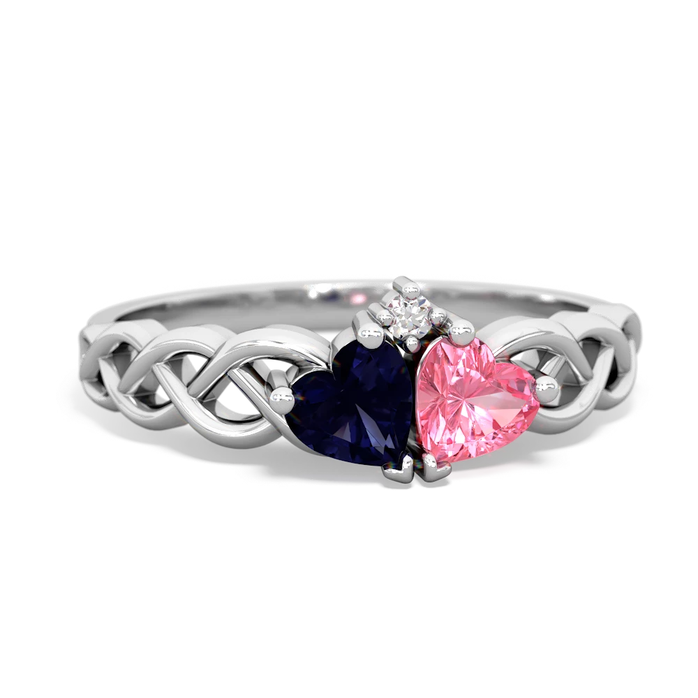 Sapphire Heart To Heart Braid 14K White Gold ring R5870