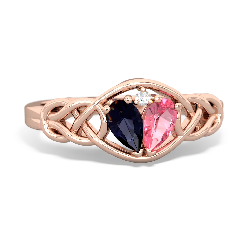 Sapphire Celtic Love Knot 14K Rose Gold ring R5420