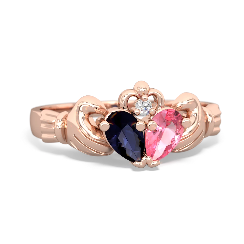 Sapphire 'Our Heart' Claddagh 14K Rose Gold ring R2388