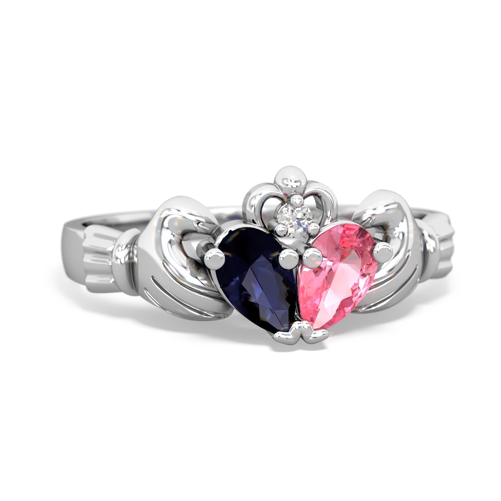 Sapphire 'Our Heart' Claddagh 14K White Gold ring R2388