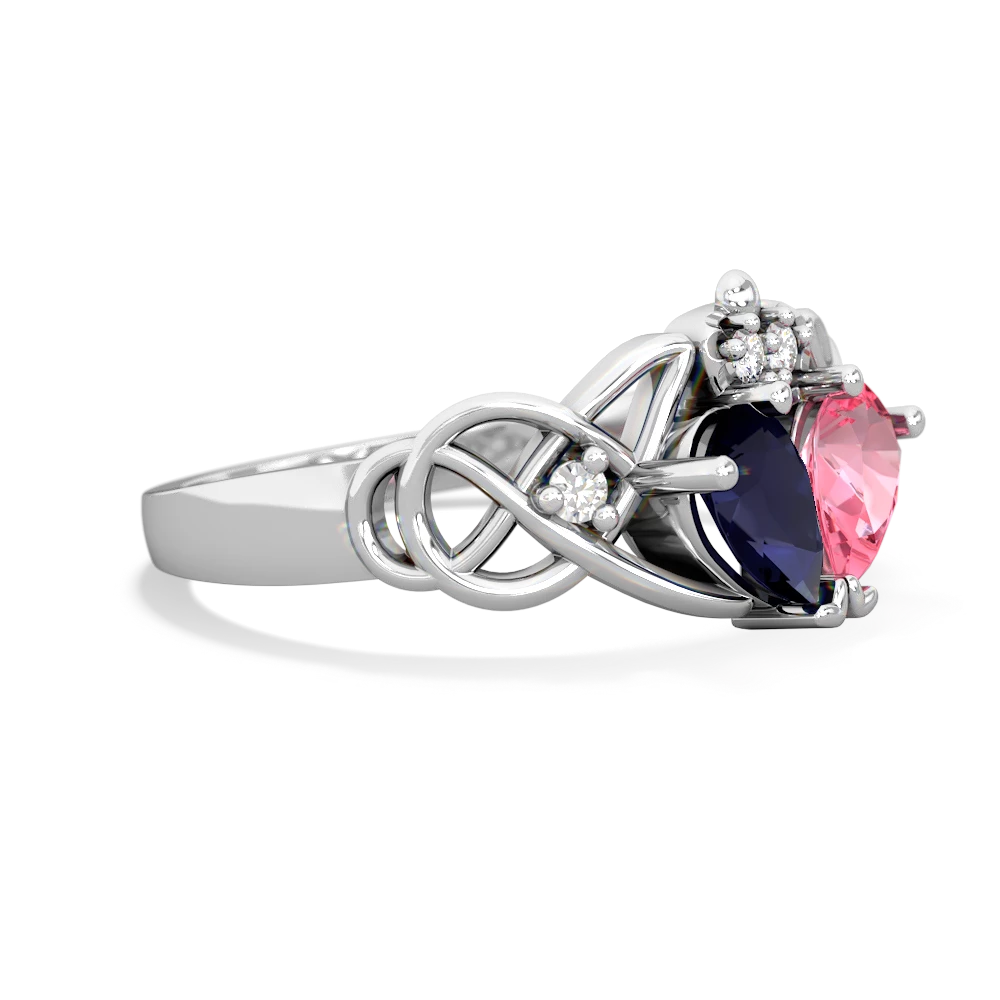 Sapphire 'One Heart' Celtic Knot Claddagh 14K White Gold ring R5322