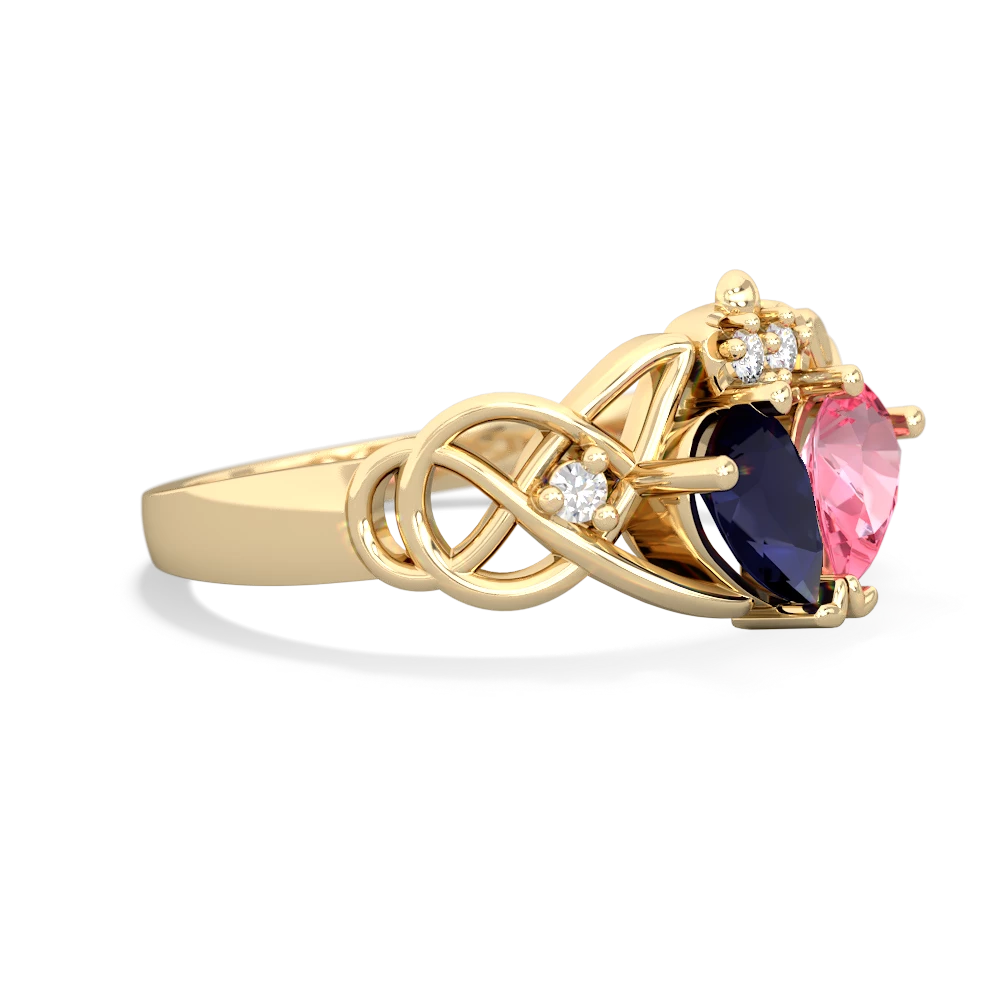 Sapphire 'One Heart' Celtic Knot Claddagh 14K Yellow Gold ring R5322