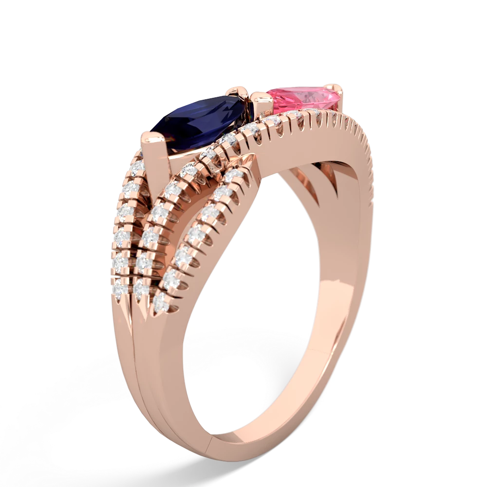 Sapphire Diamond Rivers 14K Rose Gold ring R3070