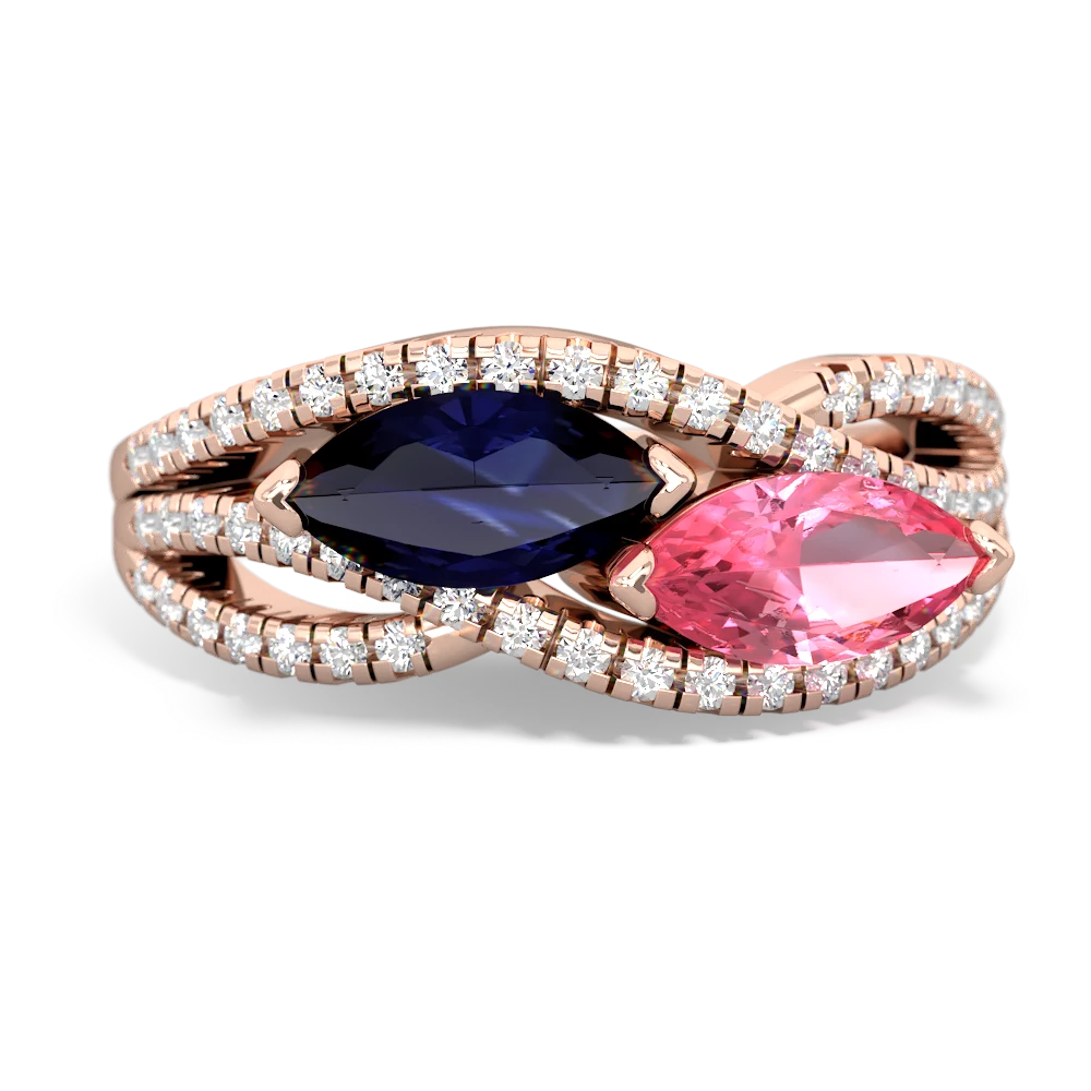 Sapphire Diamond Rivers 14K Rose Gold ring R3070