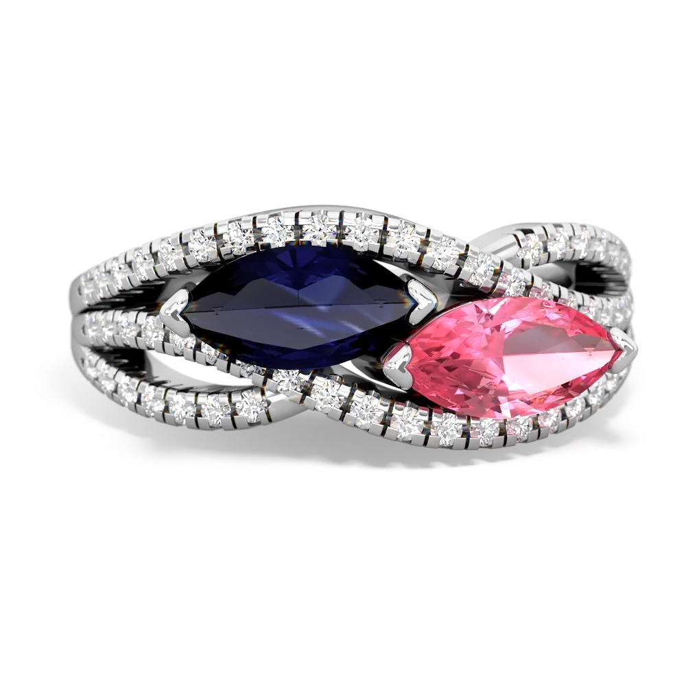 Sapphire Diamond Rivers 14K White Gold ring R3070