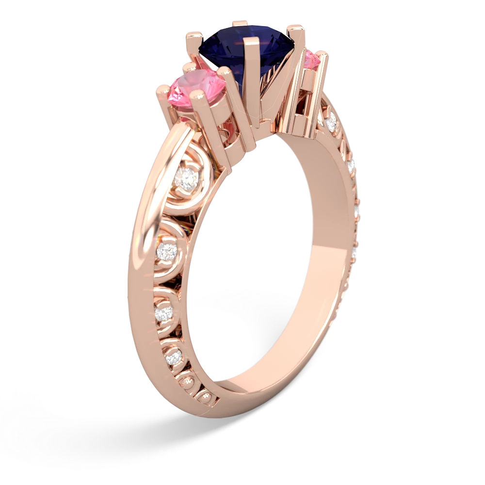 Sapphire Art Deco Eternal Embrace Engagement 14K Rose Gold ring C2003