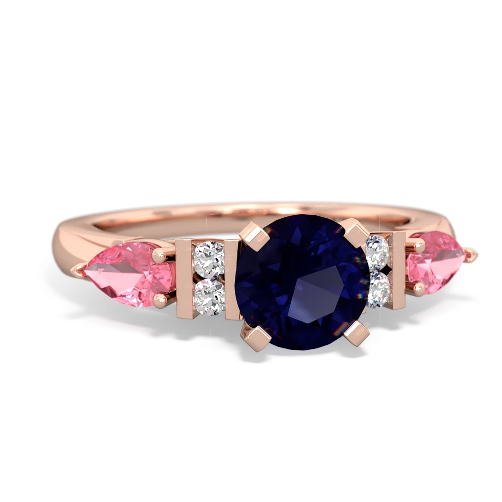 Sapphire 6Mm Round Eternal Embrace Engagement 14K Rose Gold ring R2005