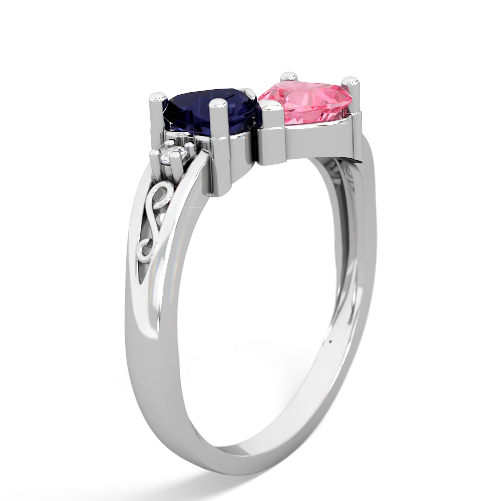 Sapphire Snuggling Hearts 14K White Gold ring R2178