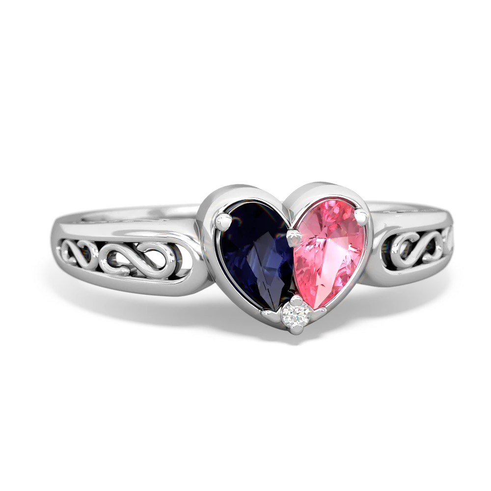 Sapphire Filligree 'One Heart' 14K White Gold ring R5070