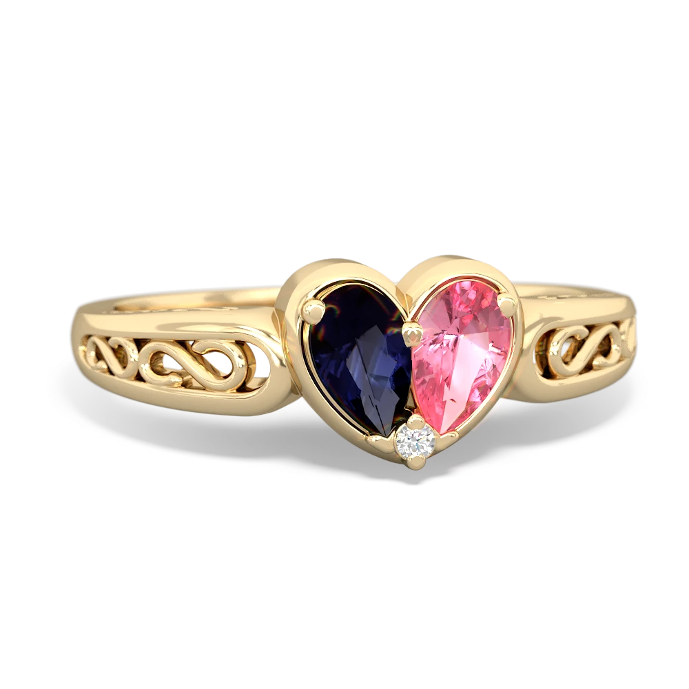 Sapphire Filligree 'One Heart' 14K Yellow Gold ring R5070