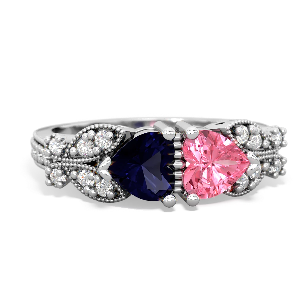 Sapphire Diamond Butterflies 14K White Gold ring R5601