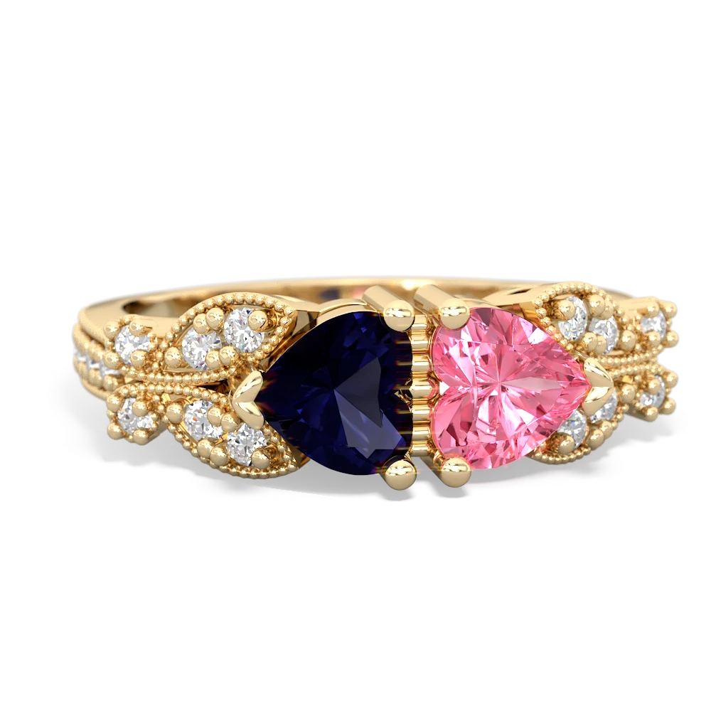 Sapphire Diamond Butterflies 14K Yellow Gold ring R5601