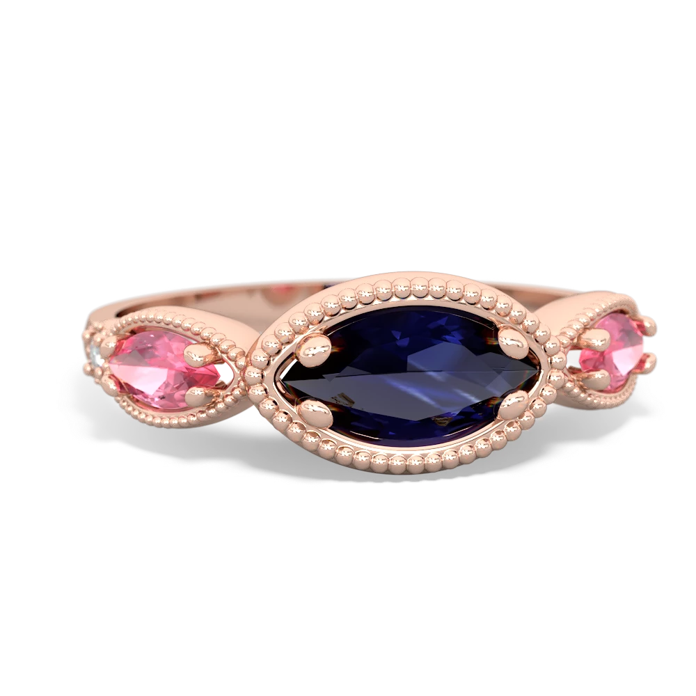 Sapphire Milgrain Marquise 14K Rose Gold ring R5700