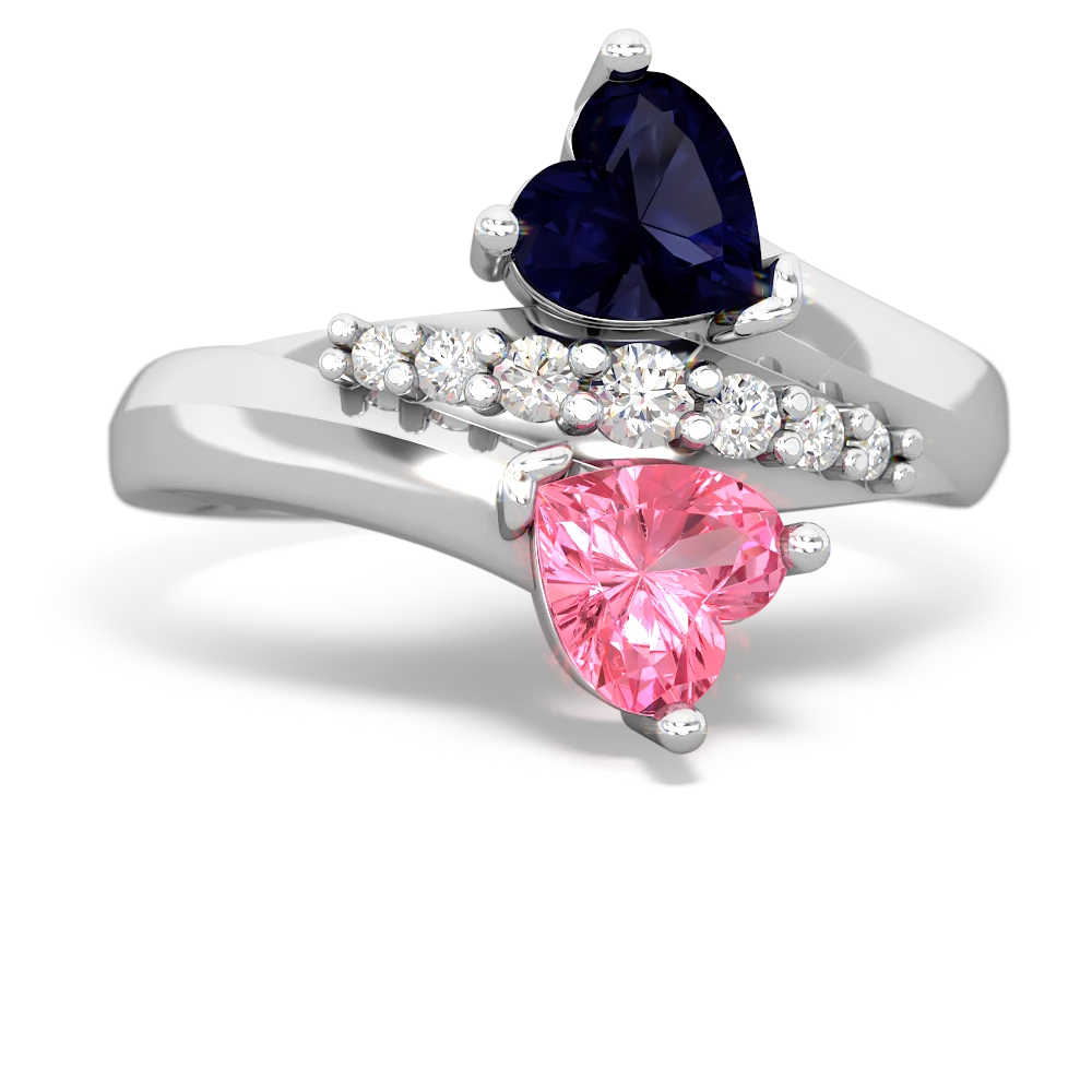 Sapphire Heart To Heart 14K White Gold ring R2064