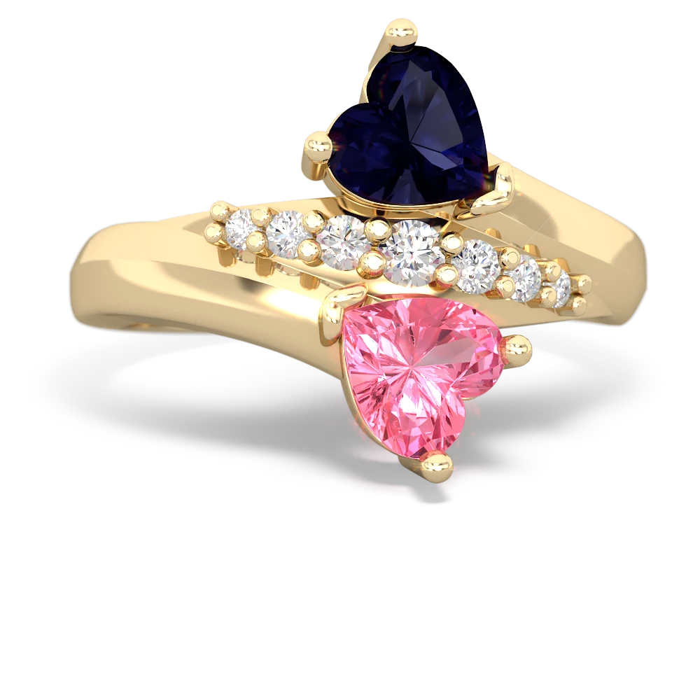 Sapphire Heart To Heart 14K Yellow Gold ring R2064