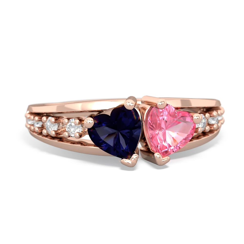 Sapphire Heart To Heart 14K Rose Gold ring R3342