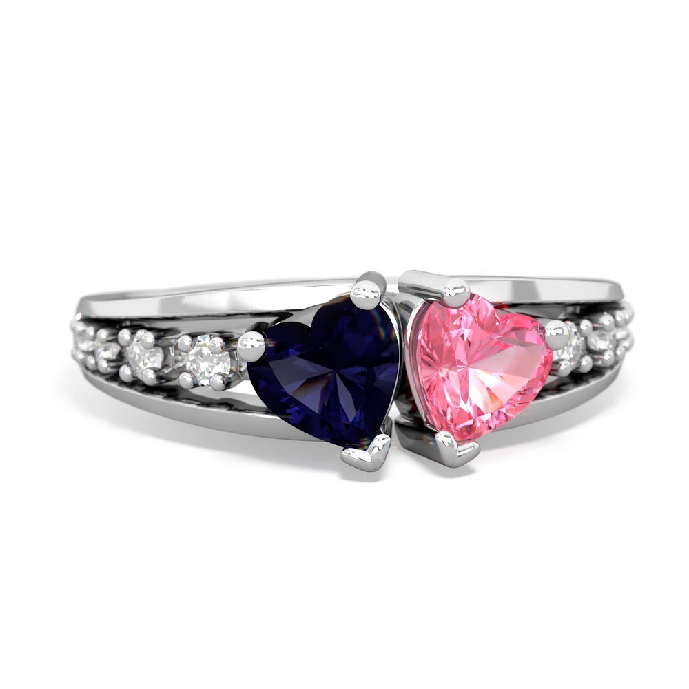 Sapphire Heart To Heart 14K White Gold ring R3342