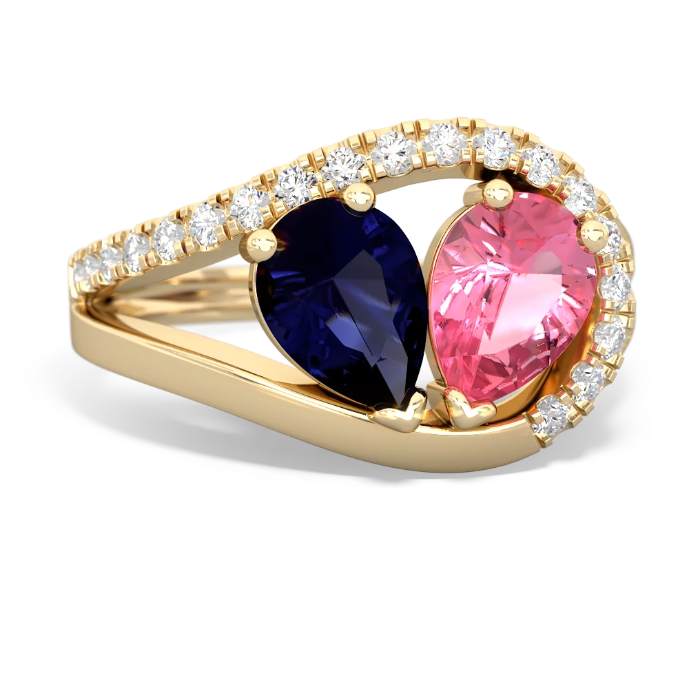 Sapphire Nestled Heart Keepsake 14K Yellow Gold ring R5650