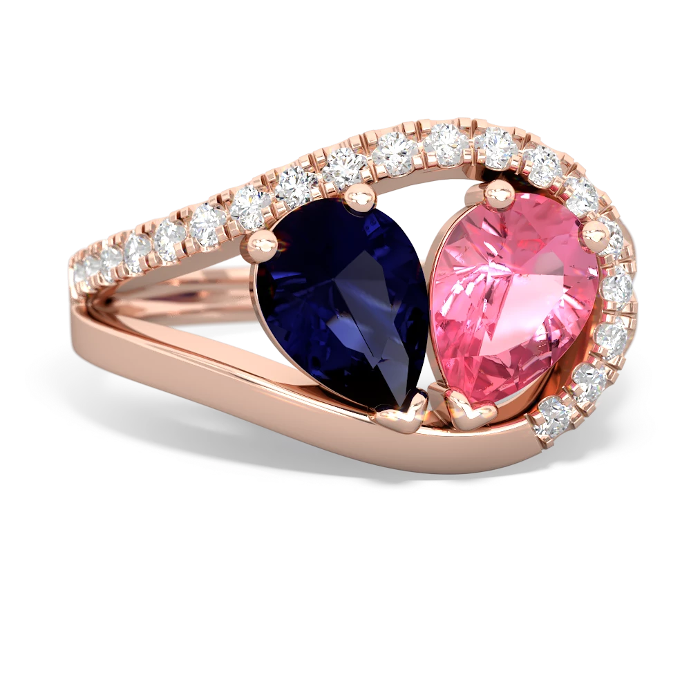 Sapphire Nestled Heart Keepsake 14K Rose Gold ring R5650