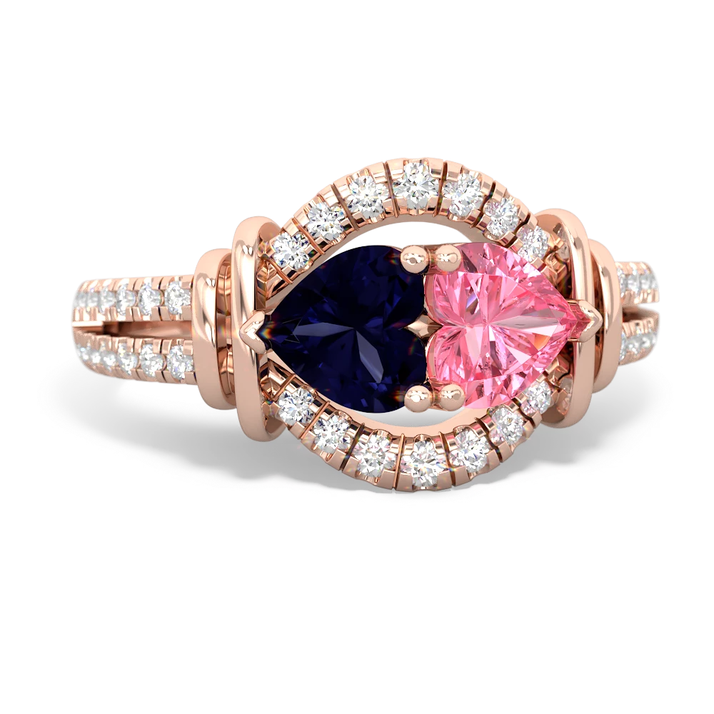 Sapphire Art-Deco Keepsake 14K Rose Gold ring R5630