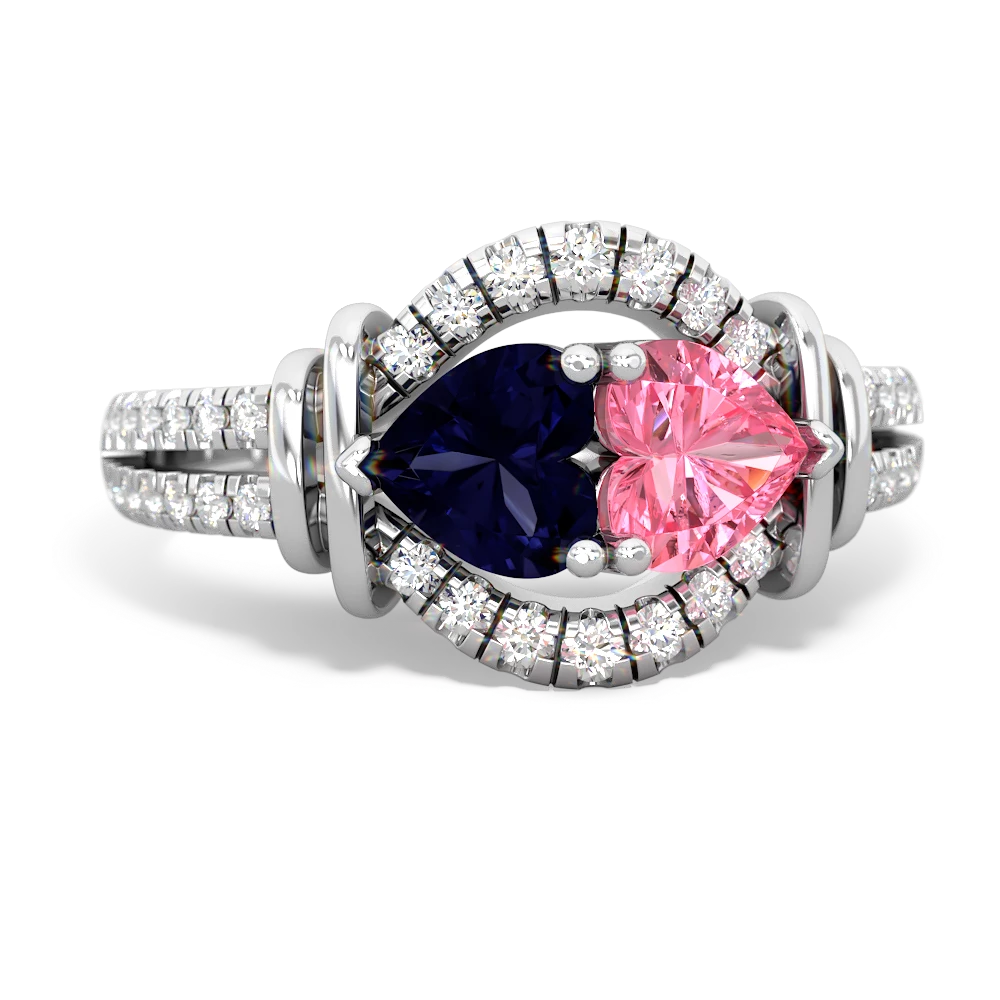 Sapphire Art-Deco Keepsake 14K White Gold ring R5630