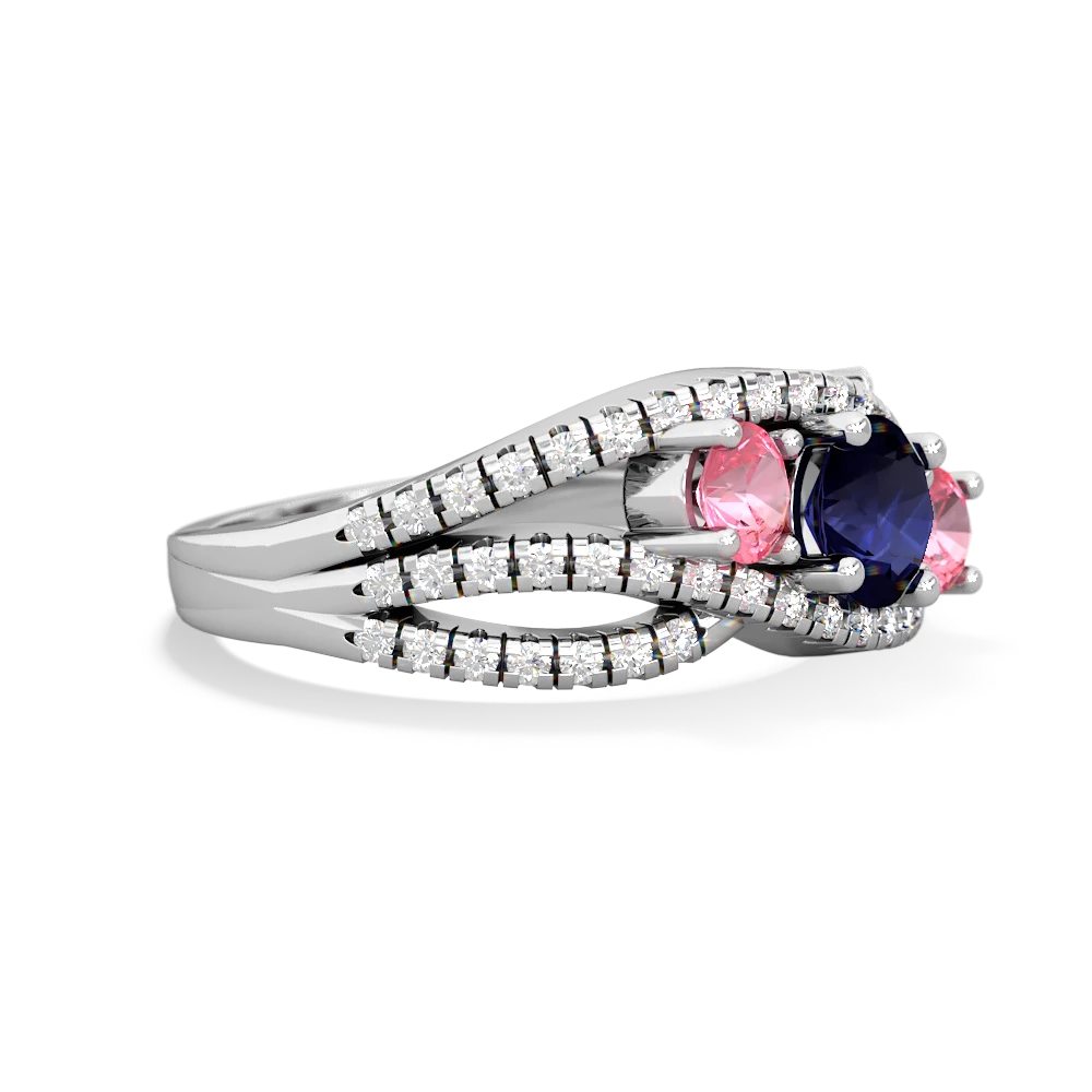 Sapphire Three Stone Aurora 14K White Gold ring R3080