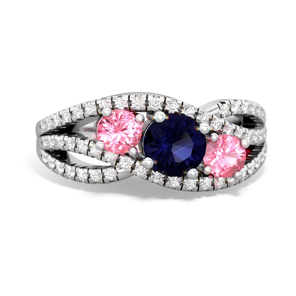 Sapphire Three Stone Aurora 14K White Gold ring R3080