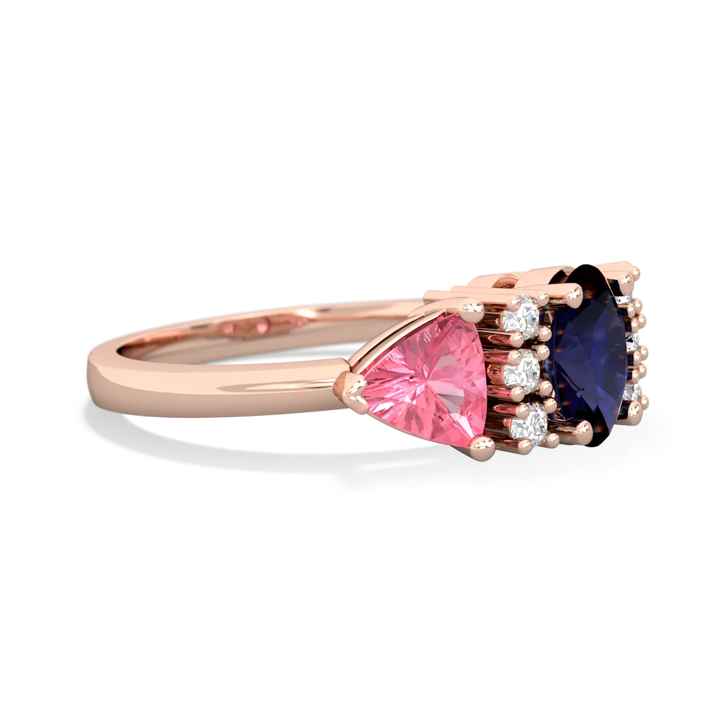 Sapphire Antique Style Three Stone 14K Rose Gold ring R2186