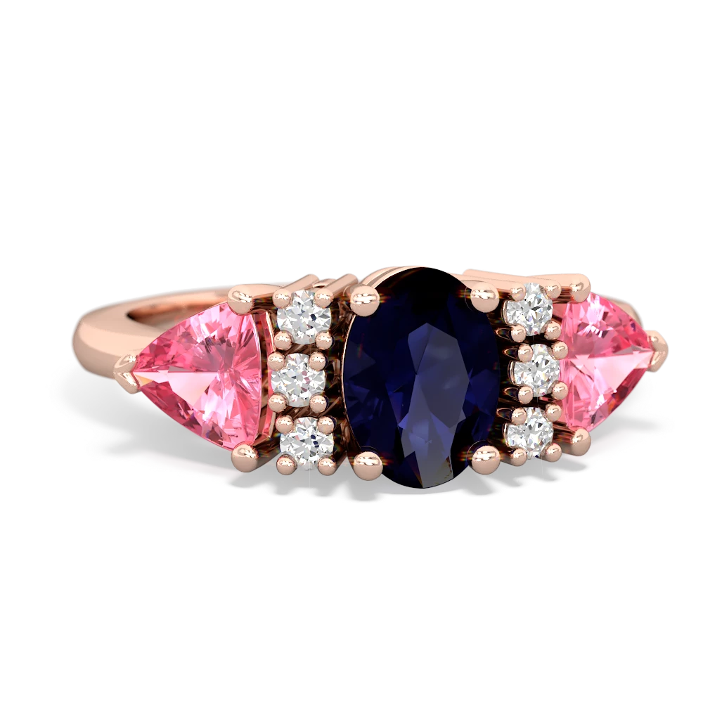 Sapphire Antique Style Three Stone 14K Rose Gold ring R2186