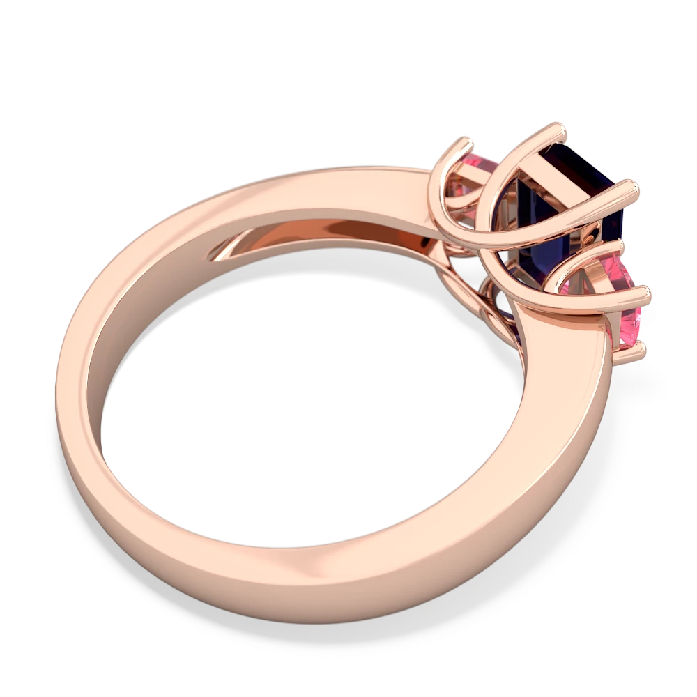 Sapphire Three Stone Emerald-Cut Trellis 14K Rose Gold ring R4021