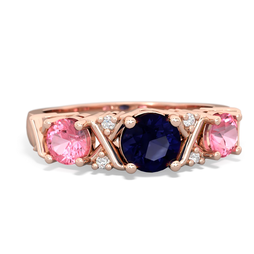 Sapphire Hugs And Kisses 14K Rose Gold ring R5016